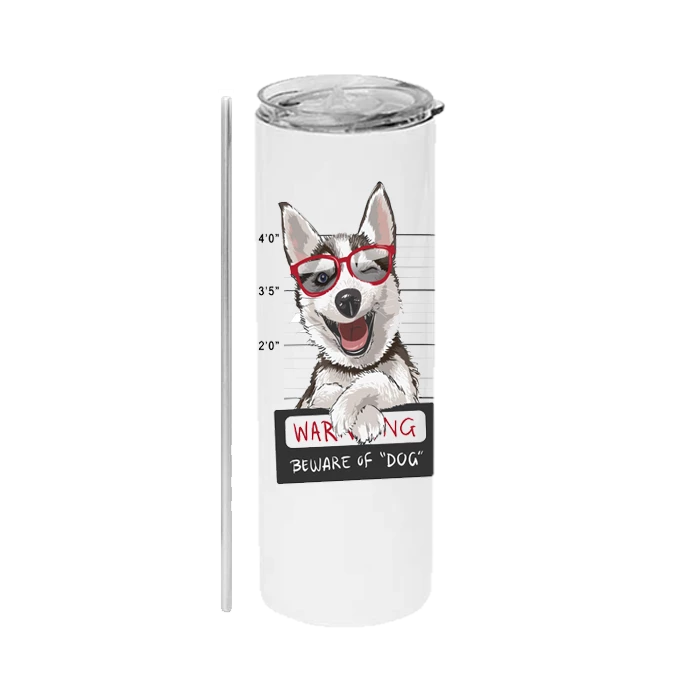 White Stainless Steel Sublimation Skinny Tumbler - 20oz. With Lid/Straw 3 White Stainless Steel Sublimation Skinny Tumbler - 20oz. With Lid/Straw