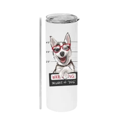 White Stainless Steel Sublimation Skinny Tumbler - 20oz. With Lid/Straw (50/case) - CLEARANCE