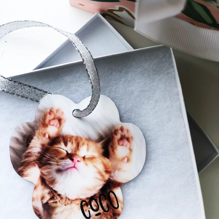 Paw Print Keepsake Two Sided Aluminum Sublimation Holiday Ornament 5 Paw Print Keepsake Two Sided Aluminum Sublimation Holiday Ornament - Image 3