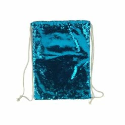 Reversible Sublimation Sequin Drawstring Bag - Blue (50/case) - OVERSTOCK