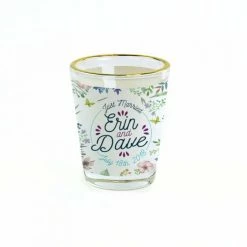 Clear Sublimation Shot Glass With Gold Trim And Printable White Area - 1.5oz.