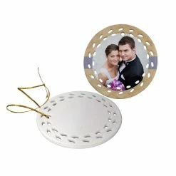 Doily Edge Two Sided Ceramic Sublimation Holiday Ornament - 3"