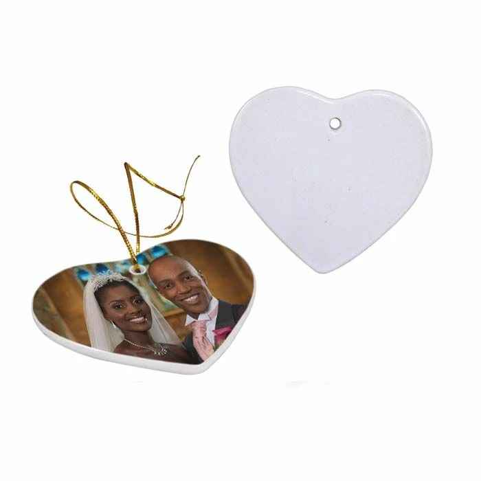 Heart Two Sided Ceramic Sublimation Holiday Ornament - 3" 3 Heart Two Sided Ceramic Sublimation Holiday Ornament - 3"