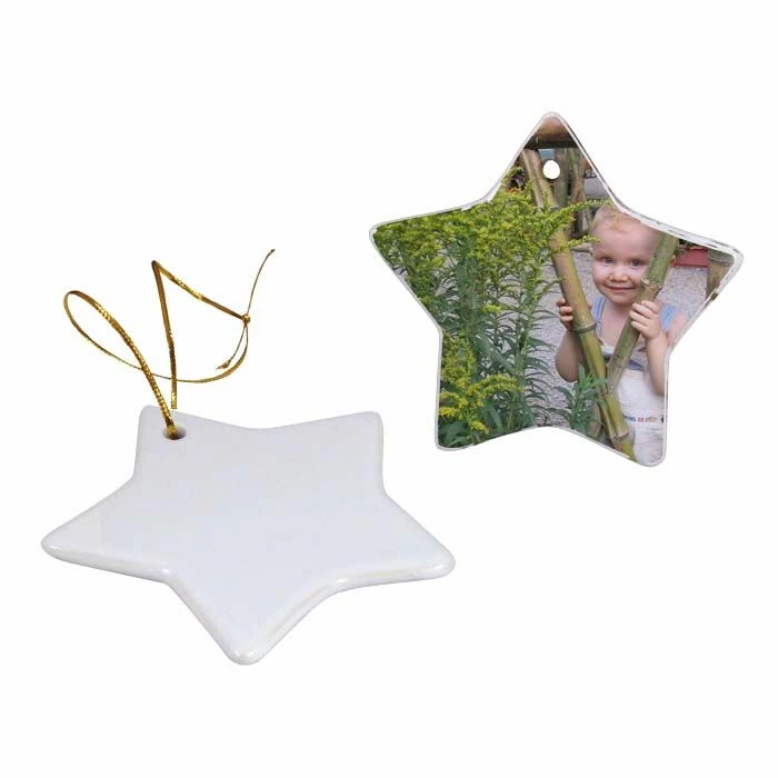 Star Two Sided Ceramic Sublimation Holiday Ornament - 3" 3 Star Two Sided Ceramic Sublimation Holiday Ornament - 3"