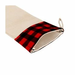 Linen Stocking With Plaid Print 8 Linen Stocking With Plaid Print -Home Sales Store christmas stocking 600 1 1 1