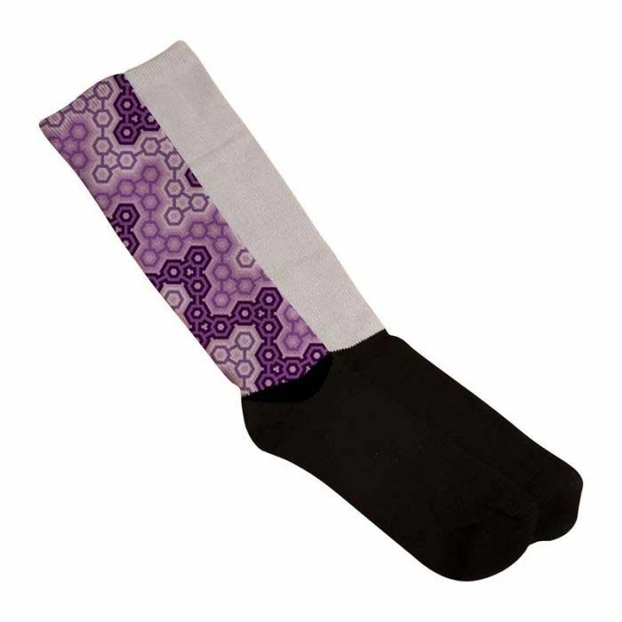 White Polyester Sublimation Knee Socks With Black Foot And Interior (6/pack) 3 White Polyester Sublimation Knee Socks With Black Foot And Interior (6/pack)