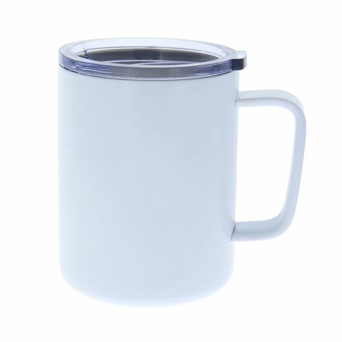 White Stainless Steel Sublimation Coffee Mug With Lid - 10oz. 3 White Stainless Steel Sublimation Coffee Mug With Lid - 10oz.