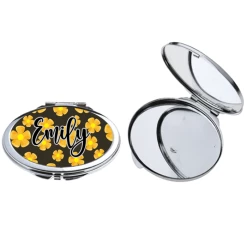 Silver Round Compact Makeup Mirror For Sublimation Printing