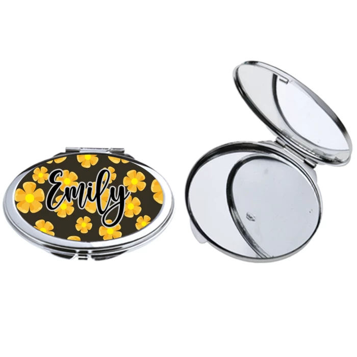Silver Round Compact Makeup Mirror For Sublimation Printing 3 Silver Round Compact Makeup Mirror For Sublimation Printing