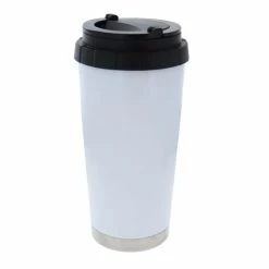 White Travel Sublimation Tumbler With Handle Lid - 16oz.