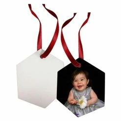Hexagon Borderless Aluminum Sublimation Holiday Ornament - 2.6" X 3"