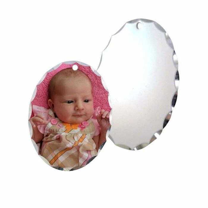 Oval Aluminum Sublimation Charm Pendant With Scalloped Edges - 1.1875" 3 Oval Aluminum Sublimation Charm Pendant With Scalloped Edges - 1.1875"