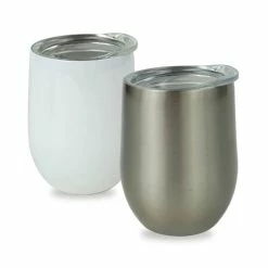 Silver Stainless Steel Sublimation Wine Tumbler - 12oz. (50/case) - CLEARANCE -Home Sales Store silverwhiteblank 2