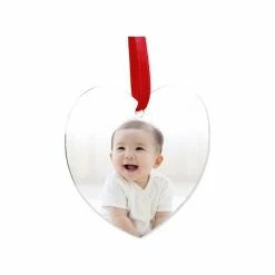 Heart Keepsake Two Sided Aluminum Sublimation Holiday Ornament - 3" X 2.8"