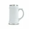 White Ceramic Sublimation Beer Stein With Gold Trim - 22oz. 1 White Ceramic Sublimation Beer Stein With Gold Trim - 22oz. -Home Sales Store white ceramic stein